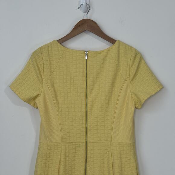 NWT Talbots Knit Fit & Flare Dress Size 10 Yellow Basket Weave Lined Pockets - Picture 7 of 12